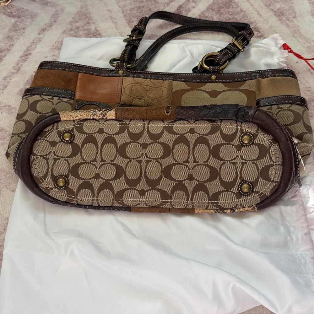 Coach Patchwork Shoulder Bag in Brown and Tan - Picture 6 of 6